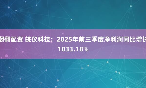 翻翻配资 皖仪科技：2025年前三季度净利润同比增长1033.18%